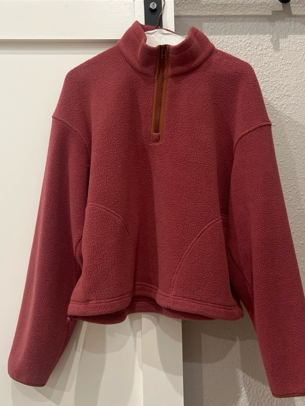 Outdoor Voices Half-Zip Fleece Pullover in Dusty Rose